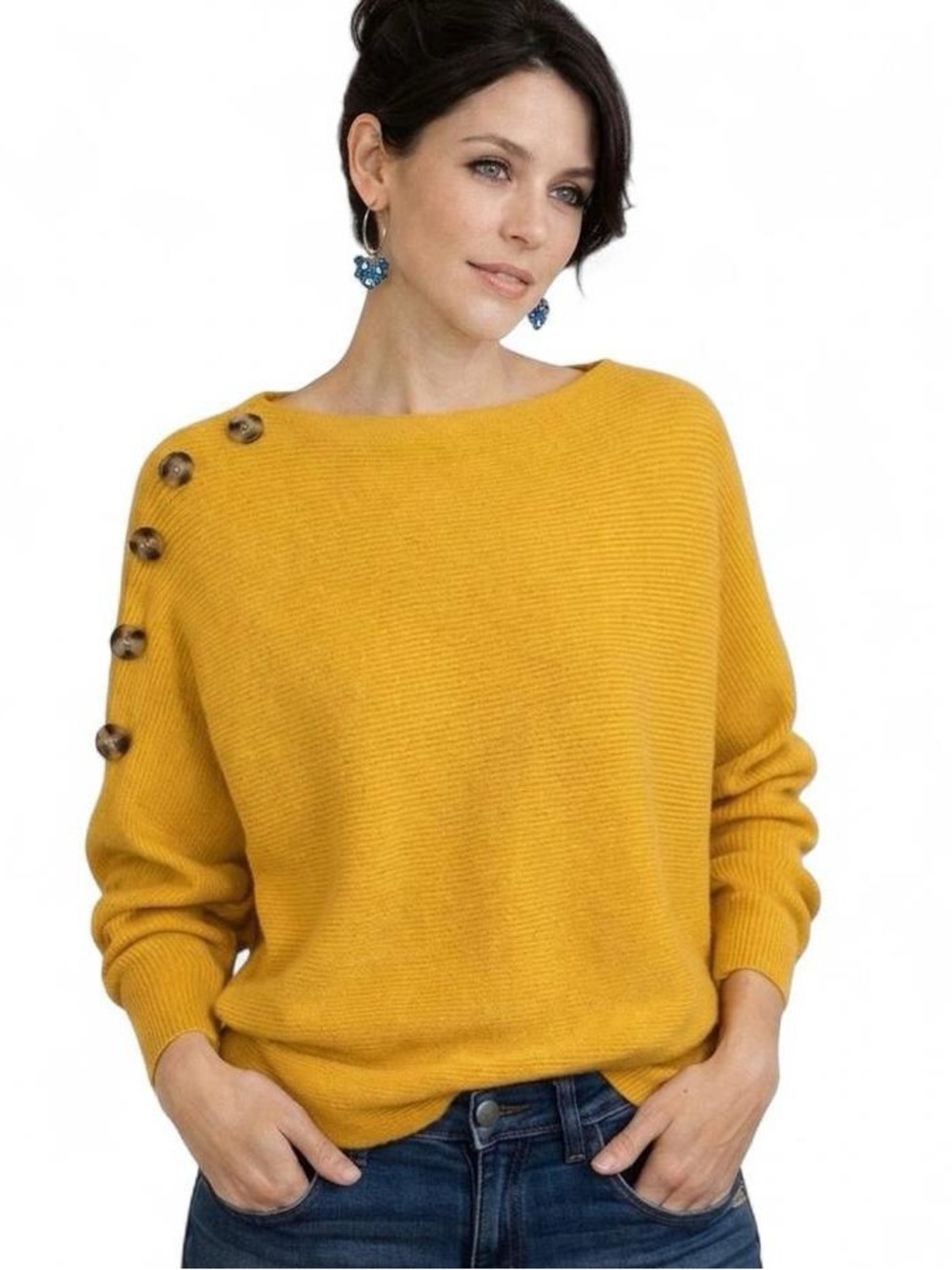 Love at First Find Mustard Sweater with Button Accents
